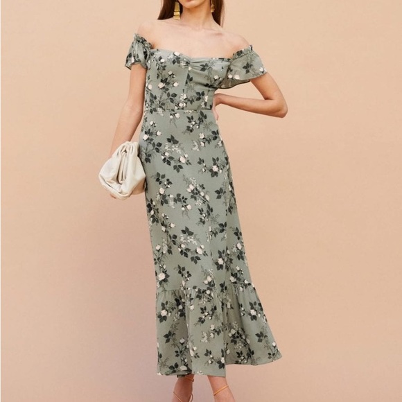 Reformation Butterfly Dress in Verde - Picture 6 of 14